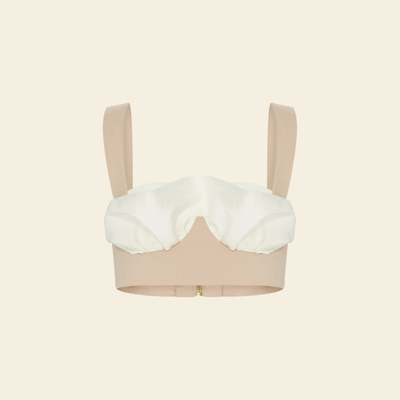 Top Bustier Drapeado Creme