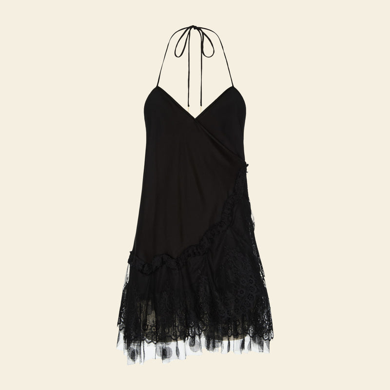 Vestido Camisola com Rendas Preto