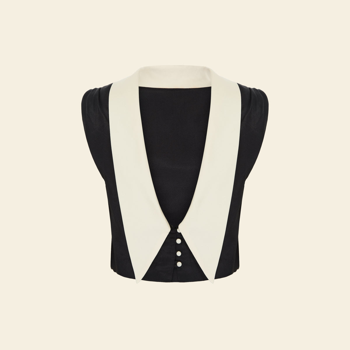 Blusa Gola Escafrando Lapela Creme — still frente