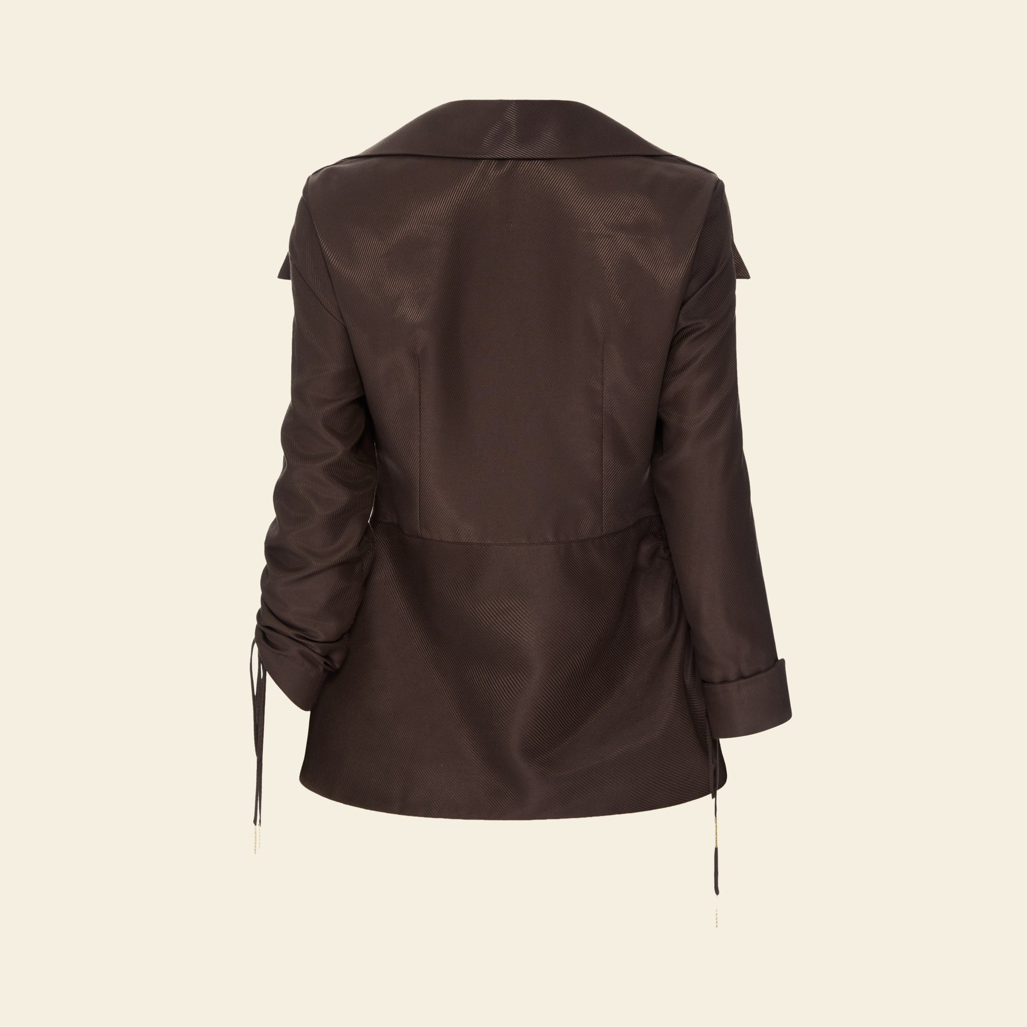 Blusa Peplum Manga Franzida Marrom — still 2