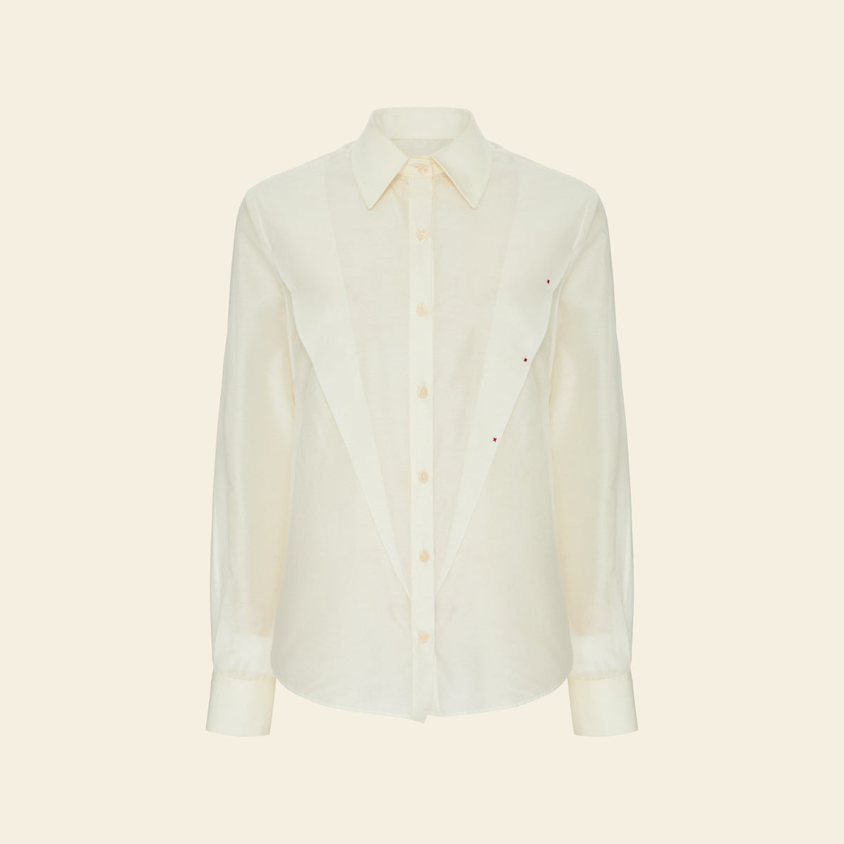 Camisa Recorte V Organza Translúcida — still frente