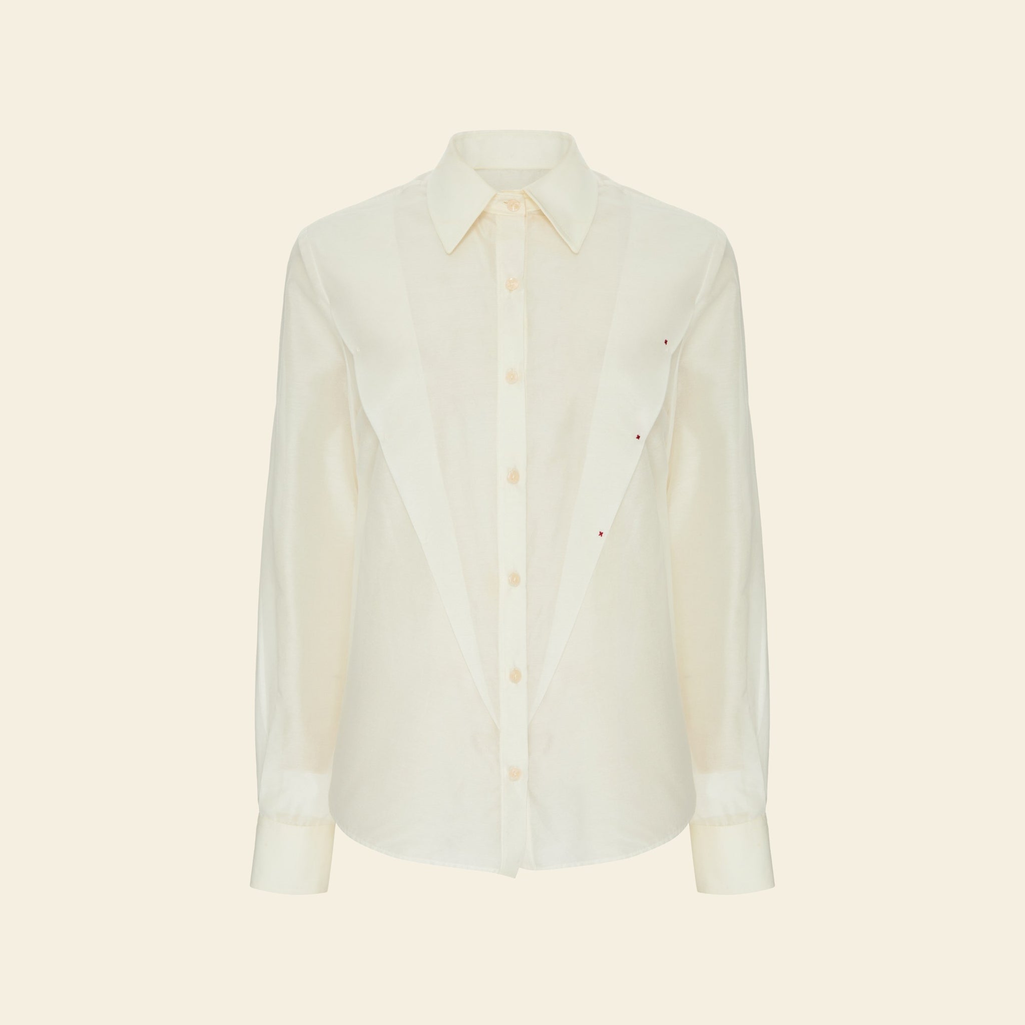Camisa Recorte V Organza Translúcida — still 1