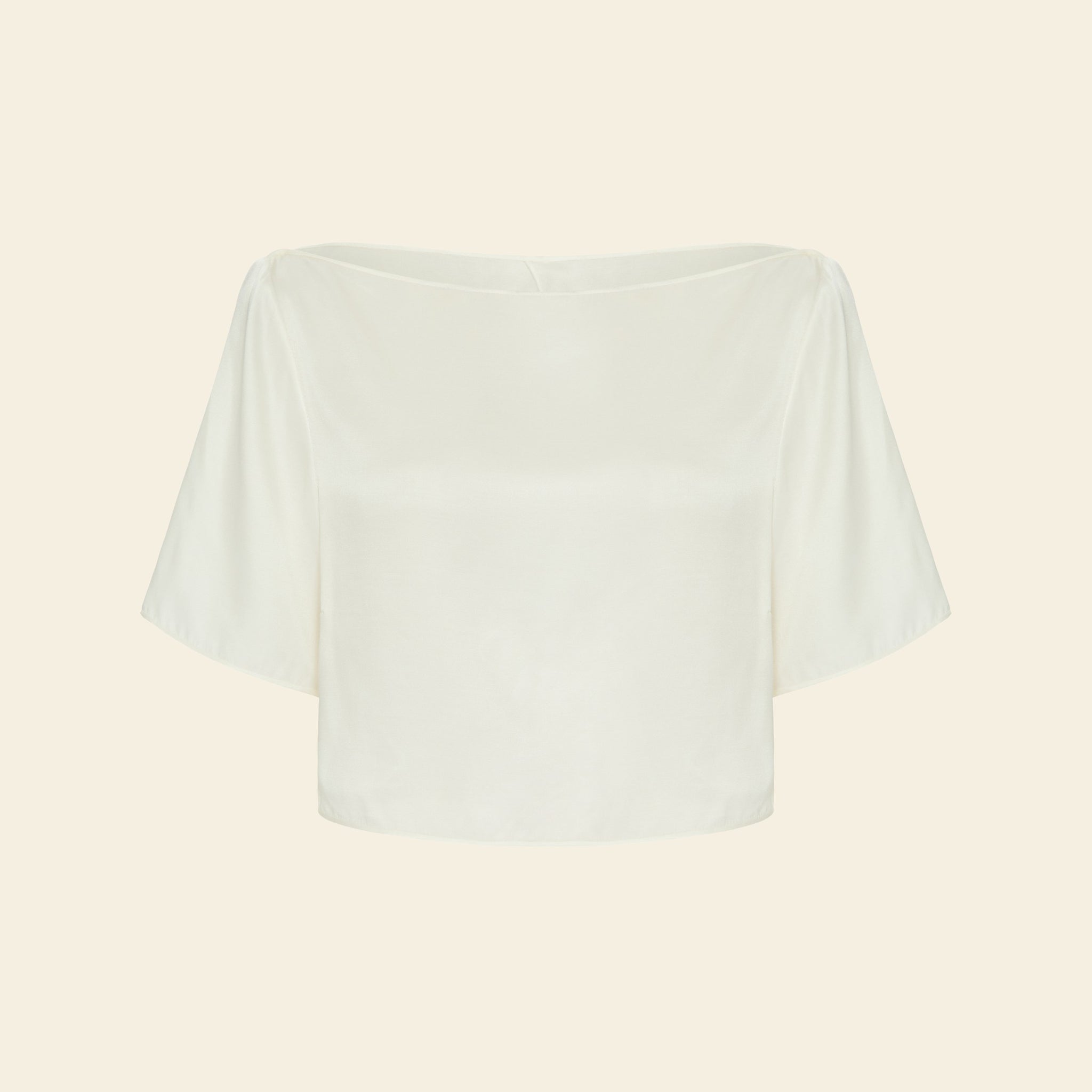 Camiseta Cropped Costas Pétala Seda Off-white — still 1