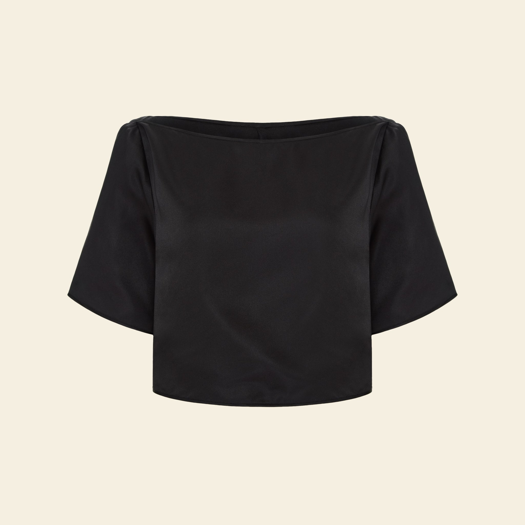 Camiseta Cropped Costas Pétala Seda Preto — still 1