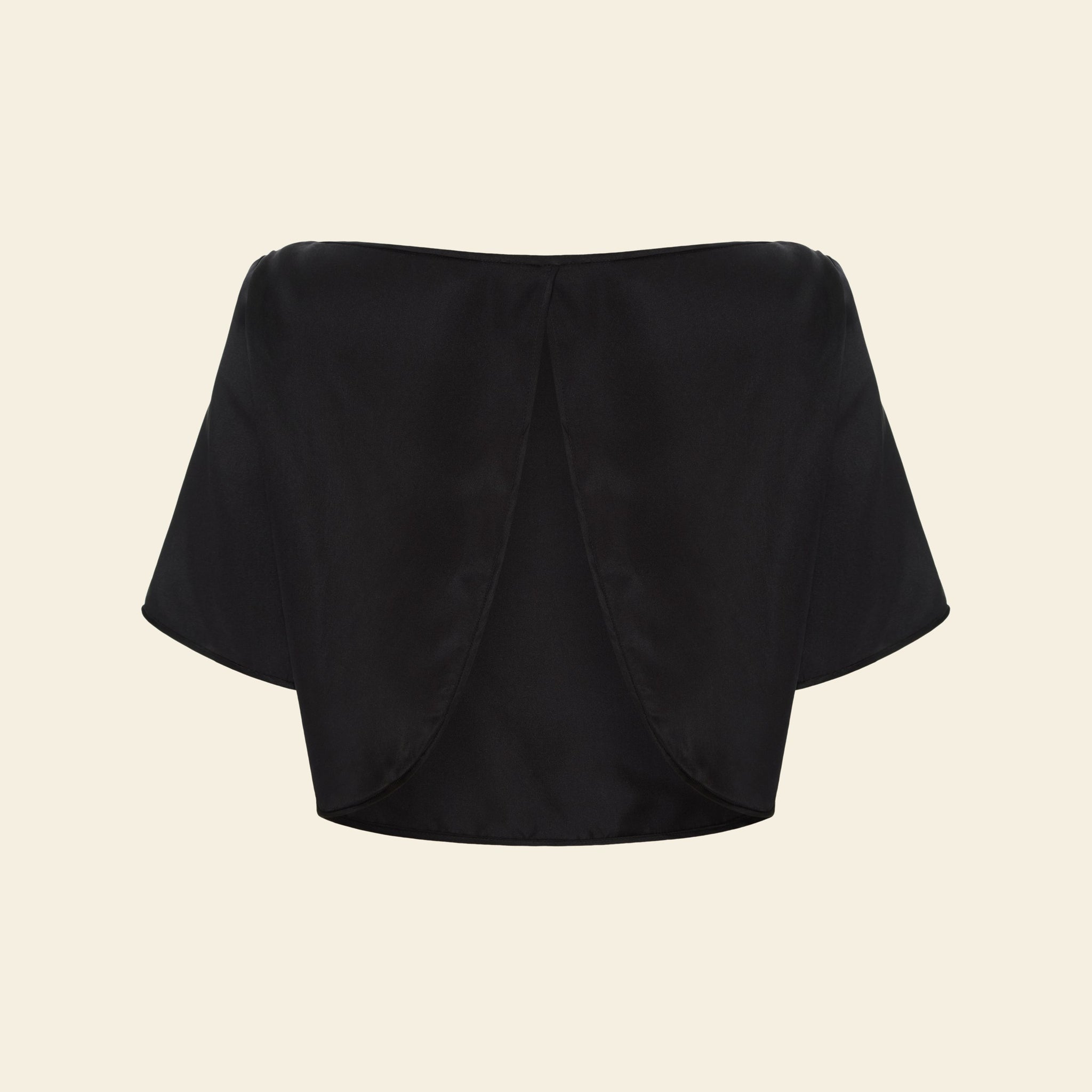 Camiseta Cropped Costas Pétala Seda Preto — still 2
