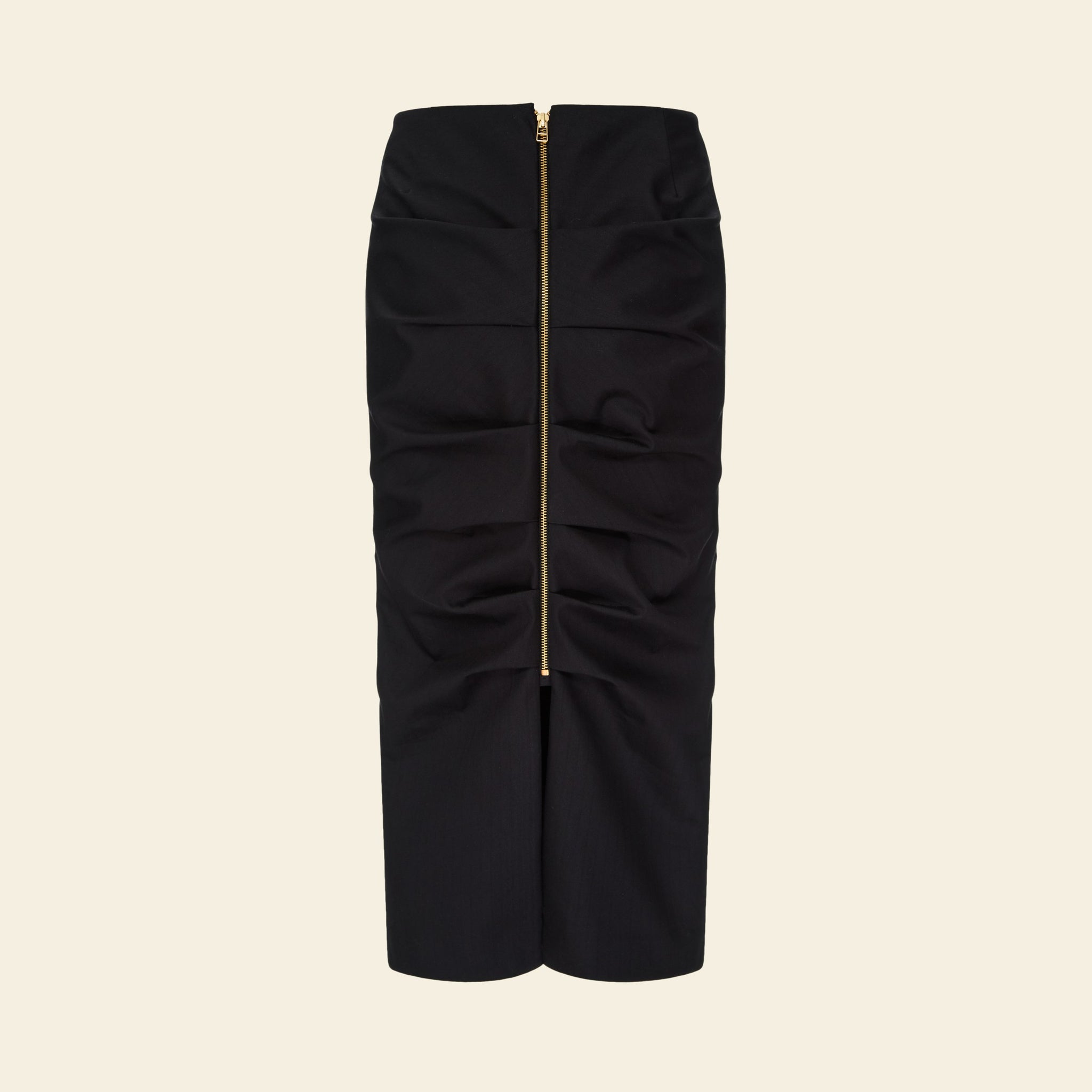 Saia Lápis Midi Franzida Preto — still 1